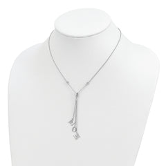 Sterling Silver Rhodium-plated CZ With 2in ext. MOM Y-Necklace