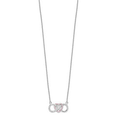 Sterling Silver Rhodium-plated With CZ Heart With Infinity Symbol Necklace
