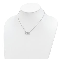Sterling Silver Rhodium-plated With CZ Heart With Infinity Symbol Necklace