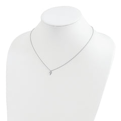 Sterling Silver Rhodium-plated With 2in ext. Polished Cross Necklace