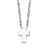 Sterling Silver Rhodium-plated With 2in ext. Polished Cross Necklace