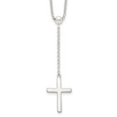Sterling Silver Polished Cross Adjusts up to 23.5 inch Necklace