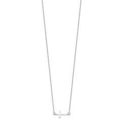 Sterling Silver Rhodium-plated With 2in ext. Sideways Cross Necklace