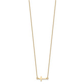 Sterling Silver Gold-tone With  2in ext. Sideways Cross Necklace