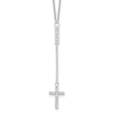 Sterling Silver CZ 16in Cross Necklace