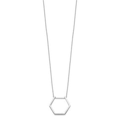 Sterling Silver Rhodium-plated Hexagon Necklace