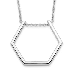 Sterling Silver Rhodium-plated Hexagon Necklace