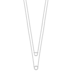 Sterling Silver Rhodium-plated CZ Circles 16in With 2in ext Necklace