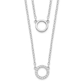 Sterling Silver Rhodium-plated CZ Circles 16in With 2in ext Necklace