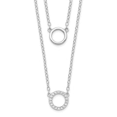 Sterling Silver Rhodium-plated CZ Circles 16in With 2in ext Necklace