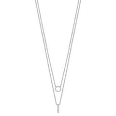 Sterling Silver Rhodium-plated CZ 2-Strand Necklace