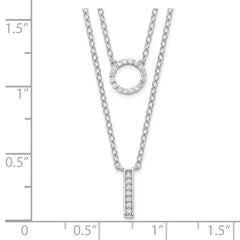 Sterling Silver Rhodium-plated CZ 2-Strand Necklace