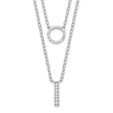Sterling Silver Rhodium-plated CZ 2-Strand Necklace