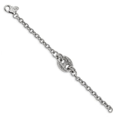 Sterling Silver Rhodium-plated Fancy Swirls Bracelet