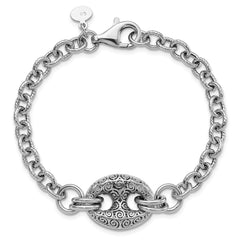 Sterling Silver Rhodium-plated Fancy Swirls Bracelet