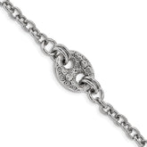 Sterling Silver Rhodium-plated Fancy Swirls Bracelet