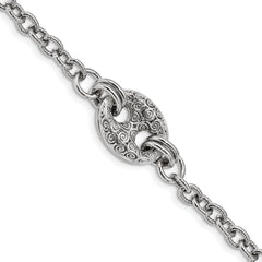 Sterling Silver Rhodium-plated Fancy Swirls Bracelet