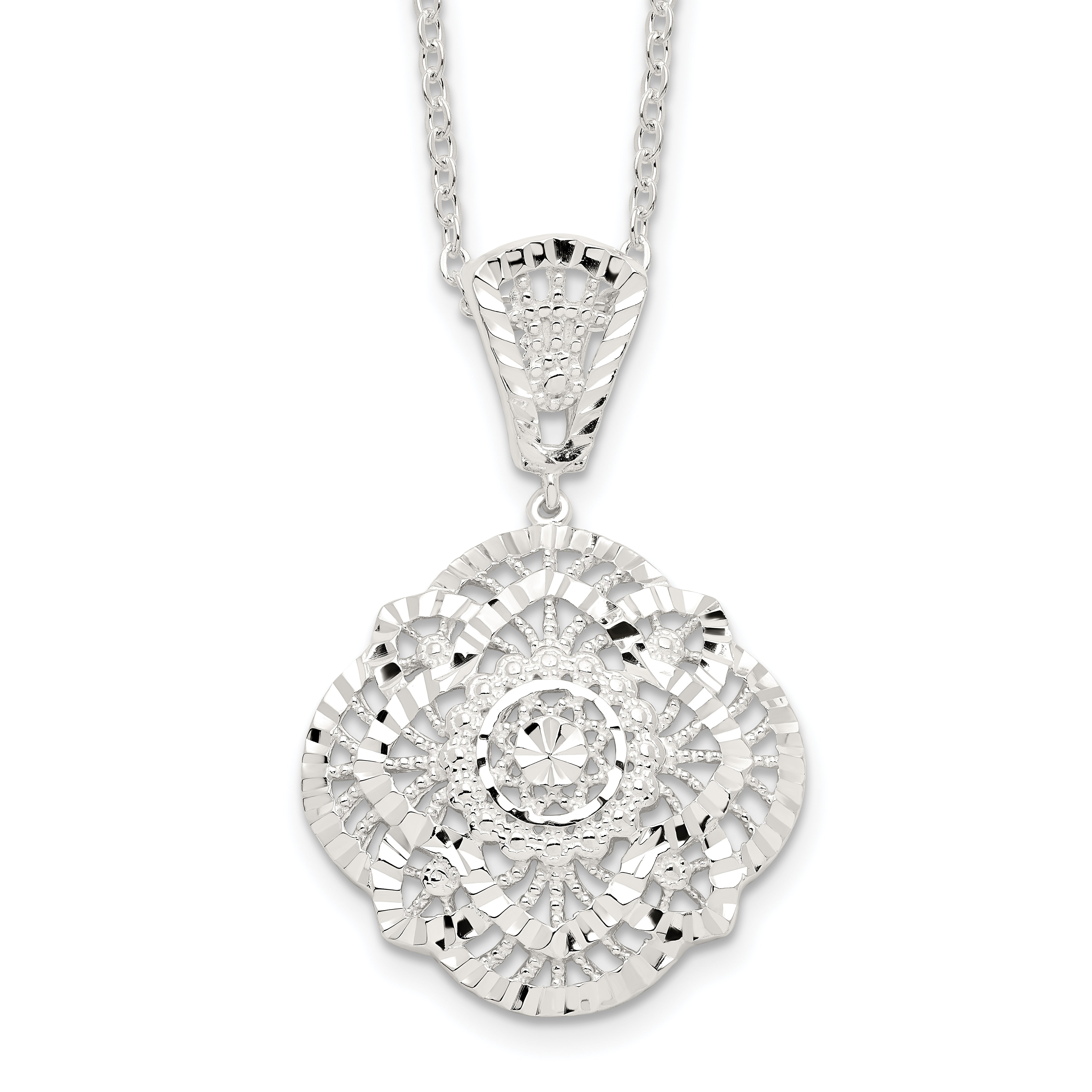 Sterling Silver Diamond Cut Fancy Necklace