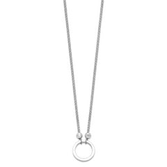Sterling Silver Rhodium-plated Circle With Diamond-cut Beads Necklace