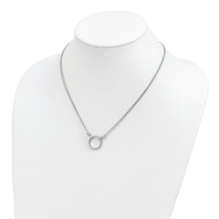 Sterling Silver Rhodium-plated Circle With Diamond-cut Beads Necklace