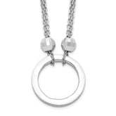 Sterling Silver Rhodium-plated Circle With Diamond-cut Beads Necklace
