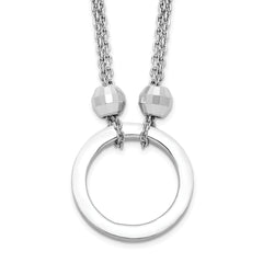 Sterling Silver Rhodium-plated Circle With Diamond-cut Beads Necklace