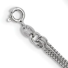 Sterling Silver Rhod-plated Diamond-cut Gold/Rose-tone 3 Strand Necklace