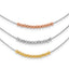 Sterling Silver Rhod-plated Diamond-cut Gold/Rose-tone 3 Strand Necklace