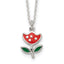 Red & Green Enameled Flower Necklace in Sterling Silver, 14 Inch - Sophia Jewelers