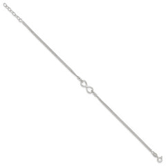 Sterling Silver 2-Strand Infinity 10 inch Plus 1 inch Extender - Total 11 inch Anklet