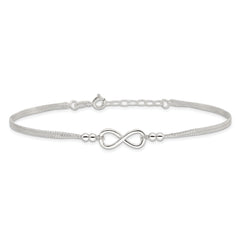 Sterling Silver 2-Strand Infinity 10 inch Plus 1 inch Extender - Total 11 inch Anklet