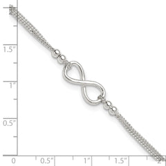 Sterling Silver 2-Strand Infinity 9 inch Plus 1 inch Extender - Total 10 inch Anklet