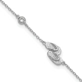 Sterling Silver Rhodium-plated CZ Flip Flops 9 inch Plus 2 inch Extender - Total 11 inch Anklet