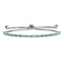 Sterling Silver Rhod-plated December Lt Blue CZ Adjustable Bracelet