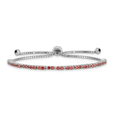 Sterling Silver Rhod-plated January Red CZ Adjustable Bracelet