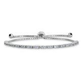Sterling Silver Rhod-plated June Lavender CZ Adjustable Bracelet