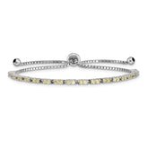 Sterling Silver Rhod-plated November Yellow CZ Adjustable Bracelet