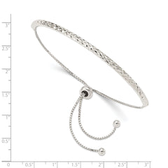 Sterling Silver Rhodium-plated Diamond Cut Adjustable Bracelet