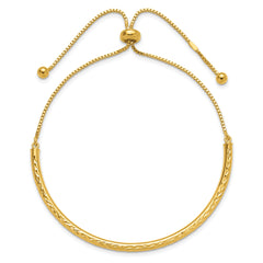 Sterling Silver Gold-tone Diamond-cut Bar Adjustable Bracelet