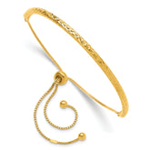 Sterling Silver Gold-tone Diamond-cut Bar Adjustable Bracelet