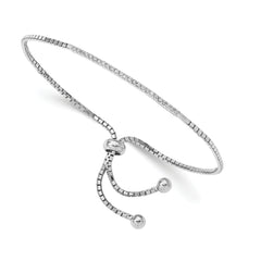 Sterling Silver Rhodium-plated CZ Bar Adjustable Bracelet