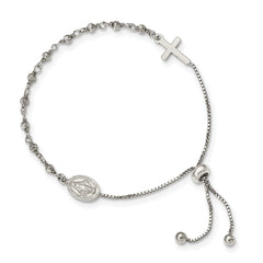 Sterling Silver Miraculous Medal Adjustable Bracelet