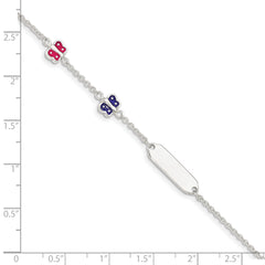 Sterling Silver Enamel Butterfly With  1in ext Childs ID Bracelet