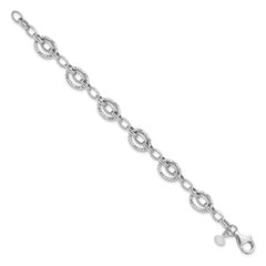 Sterling Silver Rhod-plated Polished Hammered Bracelet