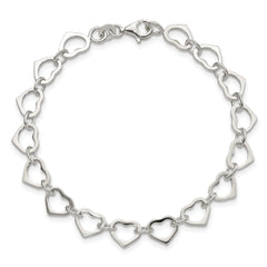 Sterling Silver Polished Heart Bracelet