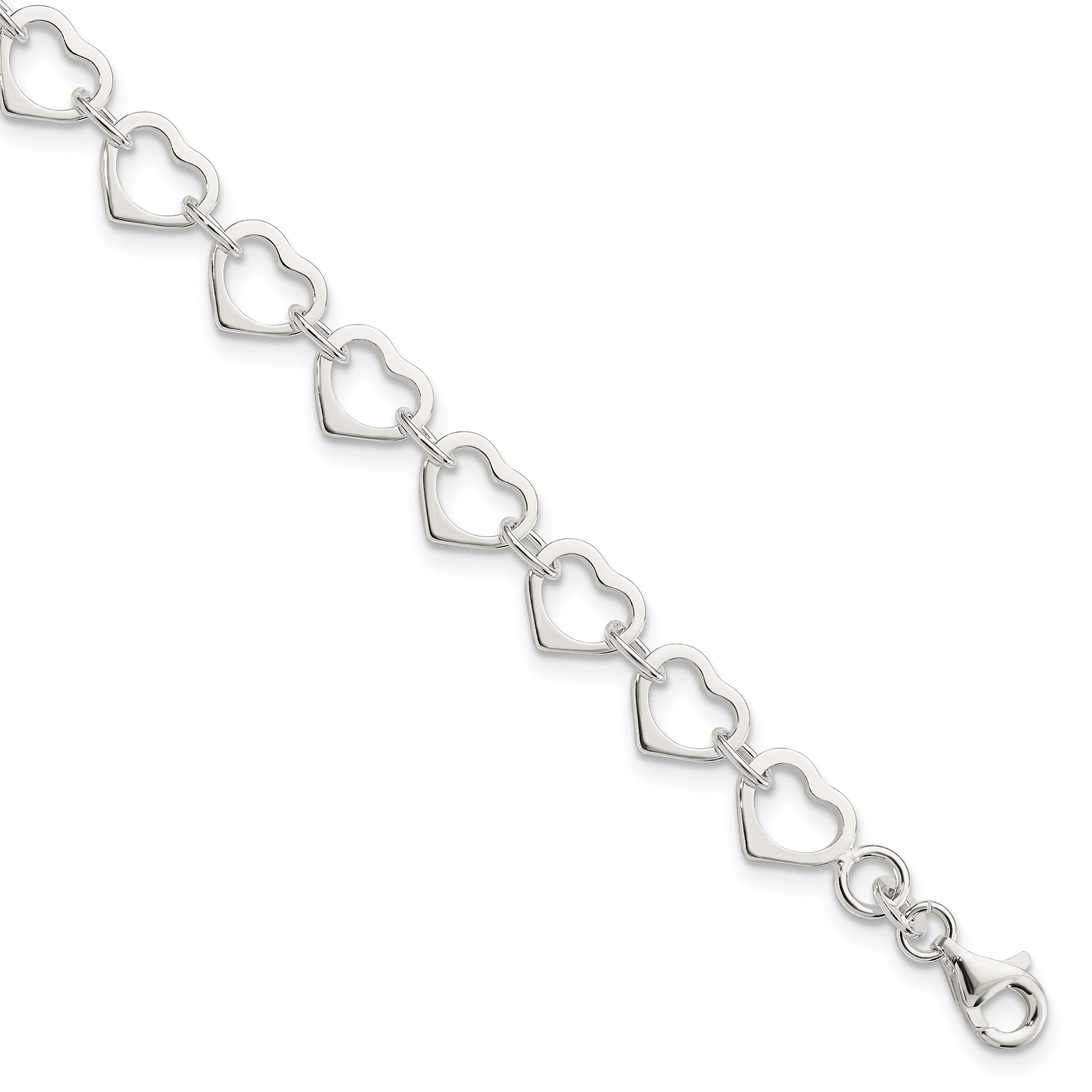 Sterling Silver Polished Heart Bracelet