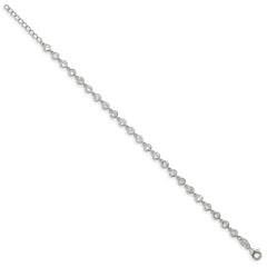 Sterling Silver Rhodium-plated With 1 in ext. CZ Bracelet