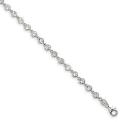 Sterling Silver Rhodium-plated With 1 in ext. CZ Bracelet