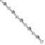 Purple Crystal Hearts Bracelet in Sterling Silver, 6.5 Inch - Sophia Jewelers