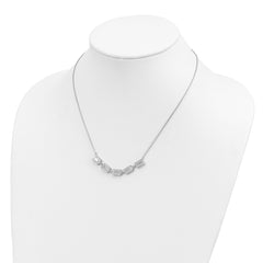 Sterling Silver Rhodium-plated Baguette CZ Bars With 1in ext. Necklace